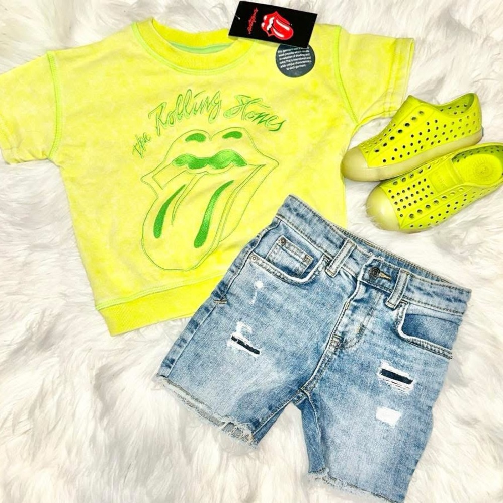 the Rolling Stones Neon Yellow T-Shirt - kids sweatshirt like, but thinner